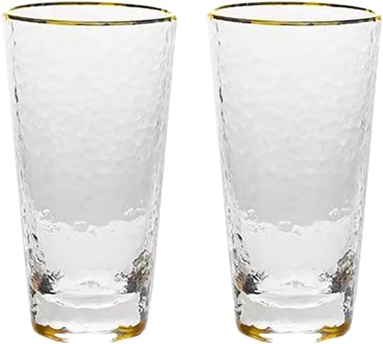 Hammered Gold Rim Vintage Glass -Whiskey Glasses, Home Tea and Water Cup, Japanese Style (Thickened High Gold Edge)