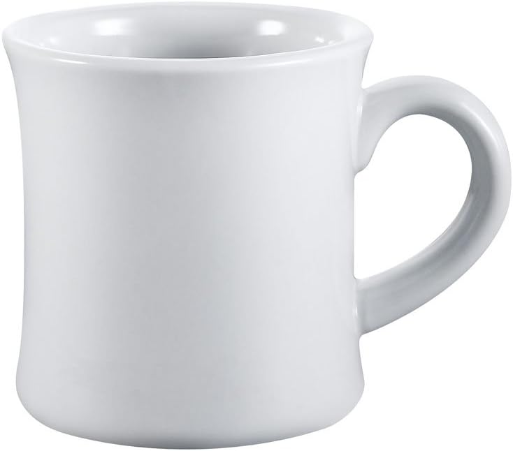 12-Ounce Porcelain Round Coffee Mug, 3-1/2 by 4-Inch, Super White, Box of 36