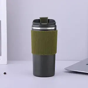 Stainless Steel Silicone Coffee Cup Delicate Water Cup Stainless Steel Thermos Cup Handy Cup 500ml Green