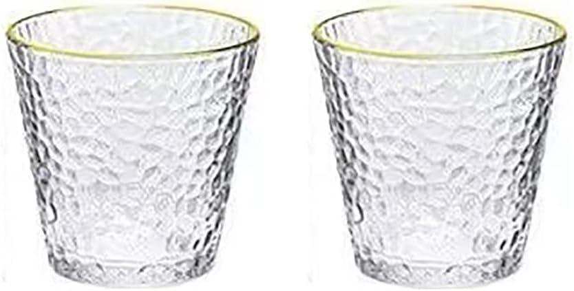 Hammered Gold Rim Vintage Glass -Whiskey Glasses, Home Tea and Water Cup, Japanese Style (Phnom Penh Short Style)