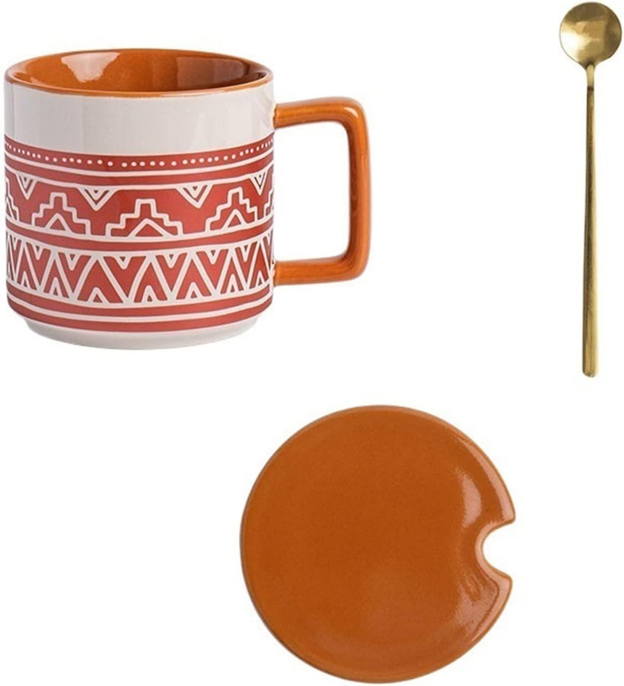 Milk Tea Cup 450ML Breakfast Oatmeal Cup, Large Capacity Drinking Cup Antique Frosted Mug Ceramic Cup for Office Use Tea Cup (Color : Red)