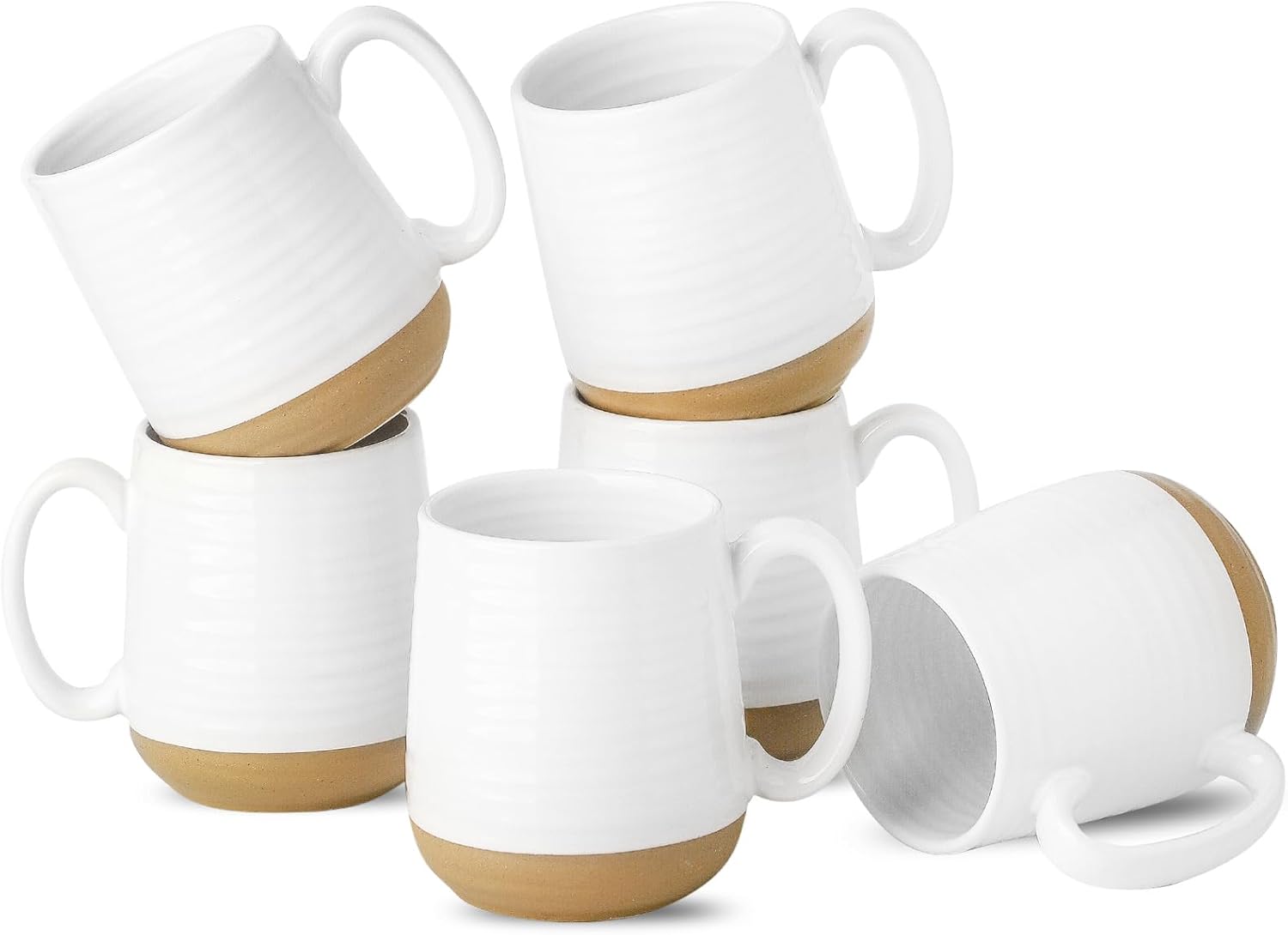 Coffee Mugs Set of 6, 15 oz Ceramic Coffee Cups with Comfortable Handle, Classic White Mug for Men and Women, Tea Cup Set for Latte, Cappuccino, Milk, Soup, Dishwasher and Microwave Safe