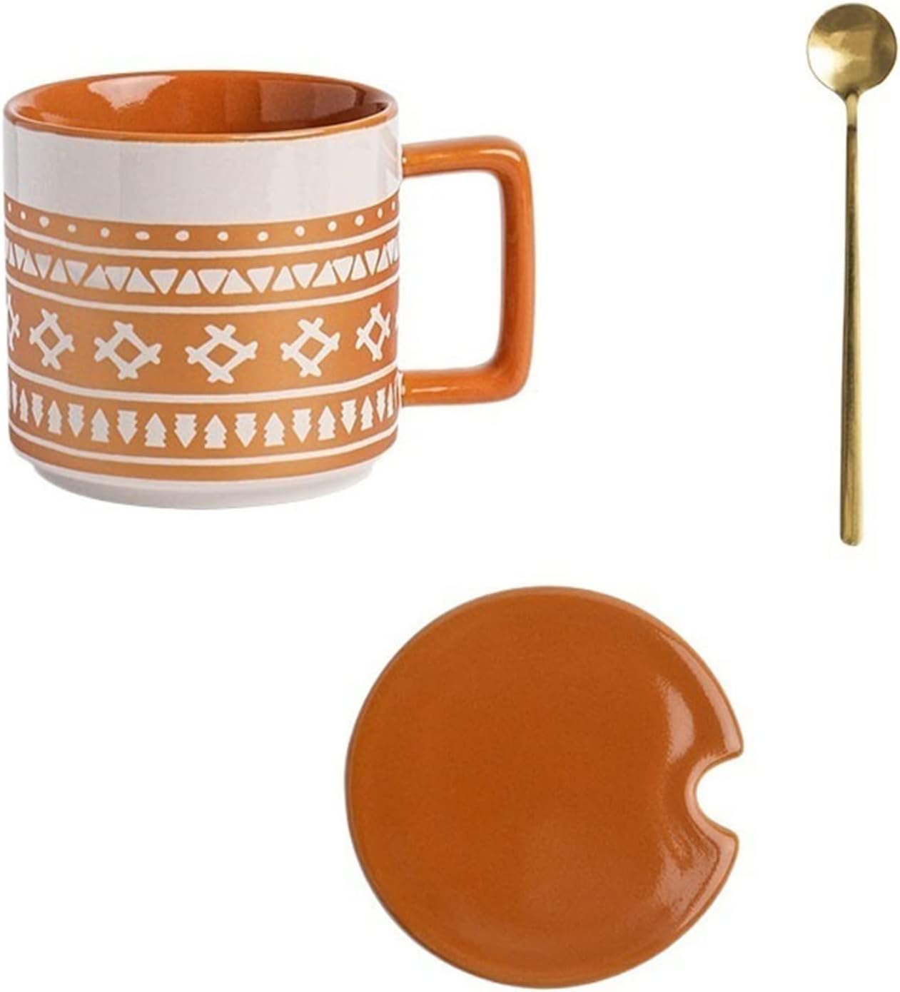 Milk Tea Cup 450ML Breakfast Oatmeal Cup, Large Capacity Drinking Cup Antique Frosted Mug Ceramic Cup for Office Use Tea Cup (Color : Orange)