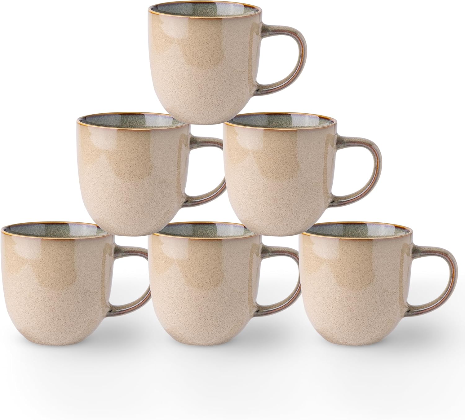 12oz Coffee Mugs, Ceramic Coffee Mugs set of 6 for Man, Woman, Dad, Mom, Modern Coffee Mugs with handle for Latte/Cappuccino/Milk/Cocoa. Dishwasher&Microwave Safe, Latte