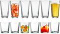 Drinking Glasses Set of 12. Everyday Drinking Glasses. Mixed Drinkware Sets 6-17 oz Tall Kitchen Glass Cups, and 6-13 Oz Rocks Glasses. Ribbed Glassware Sets for Cocktail Beer Juice Water.